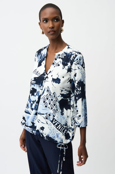 Joseph Ribkoff - Recycled Woven Conversational Print Cocoon Tunic