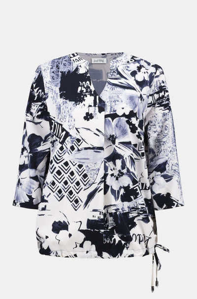 Joseph Ribkoff - Recycled Woven Conversational Print Cocoon Tunic