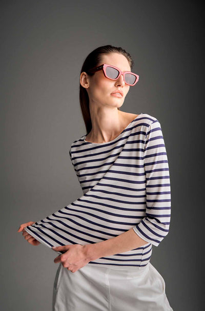 Mela Purdie - Relaxed Boat Neck in Banner Stripe