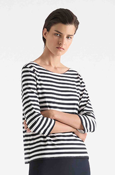 Mela Purdie - Relaxed Boat Neck in Bevel Stripe Knit