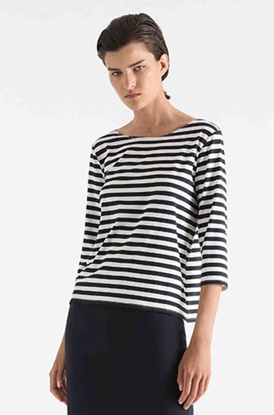 Mela Purdie - Relaxed Boat Neck in Bevel Stripe Knit