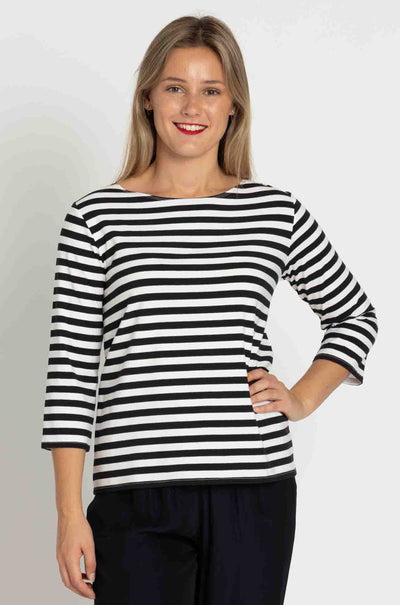 Mela Purdie - Relaxed Boat Neck in Bevel Stripe Knit