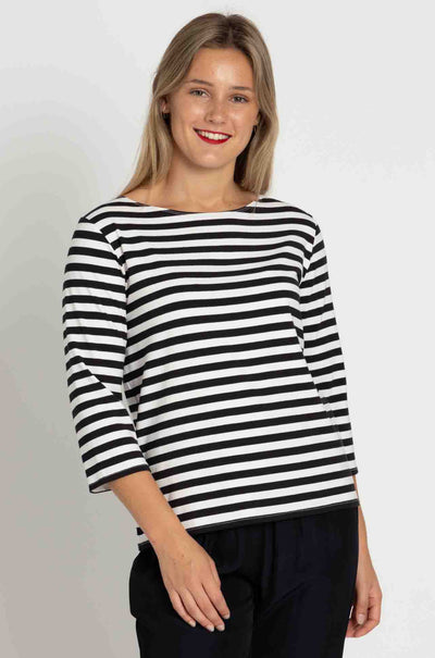 Mela Purdie - Relaxed Boat Neck in Bevel Stripe Knit