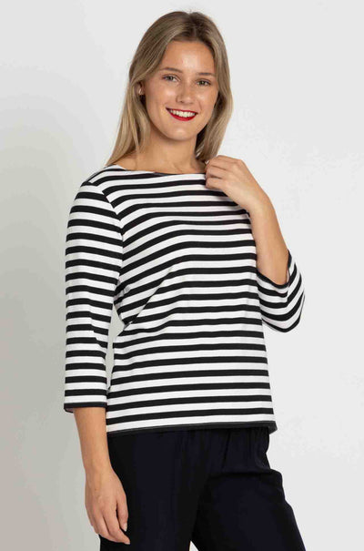 Mela Purdie - Relaxed Boat Neck in Bevel Stripe Knit