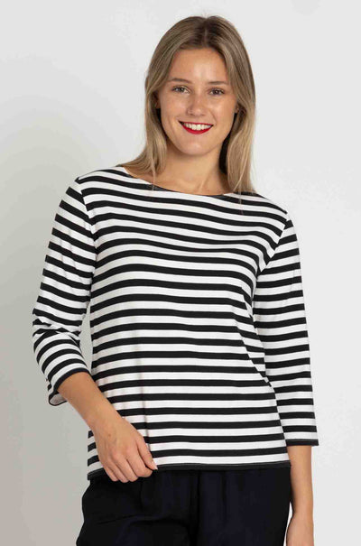 Mela Purdie - Relaxed Boat Neck in Bevel Stripe Knit
