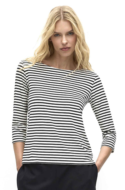 Mela Purdie - Relaxed Boat Neck in Straw Stripe