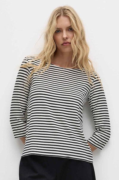 Mela Purdie - Relaxed Boat Neck in Straw Stripe