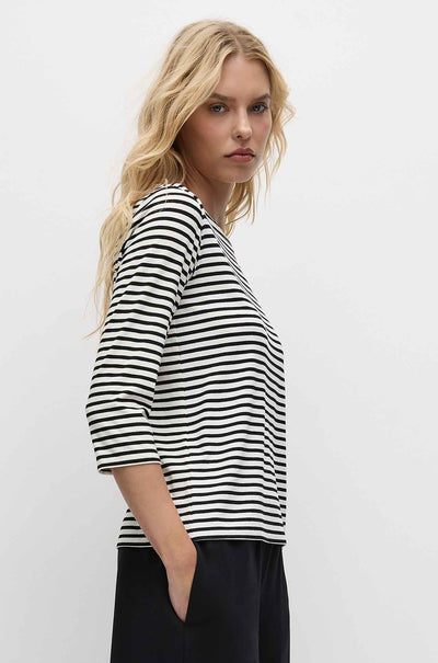 Mela Purdie - Relaxed Boat Neck in Straw Stripe