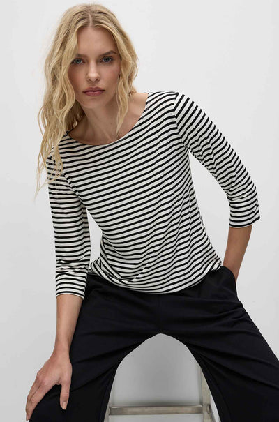 Mela Purdie - Relaxed Boat Neck in Straw Stripe