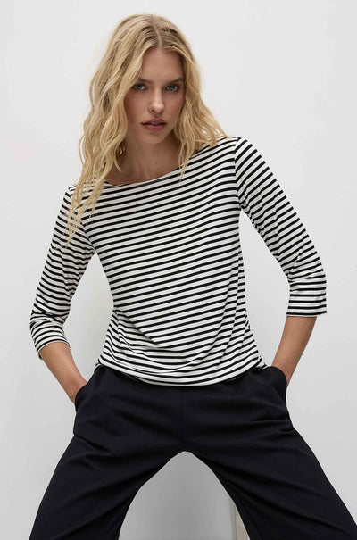 Mela Purdie - Relaxed Boat Neck in Straw Stripe