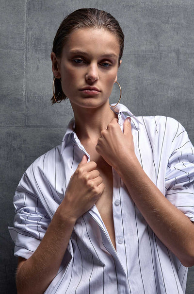 Mela Purdie - Relaxed Mid Shirt in Pin Popilene