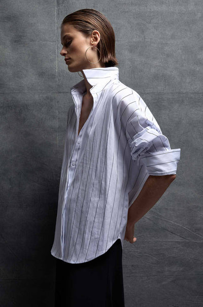 Mela Purdie - Relaxed Mid Shirt in Pin Popilene
