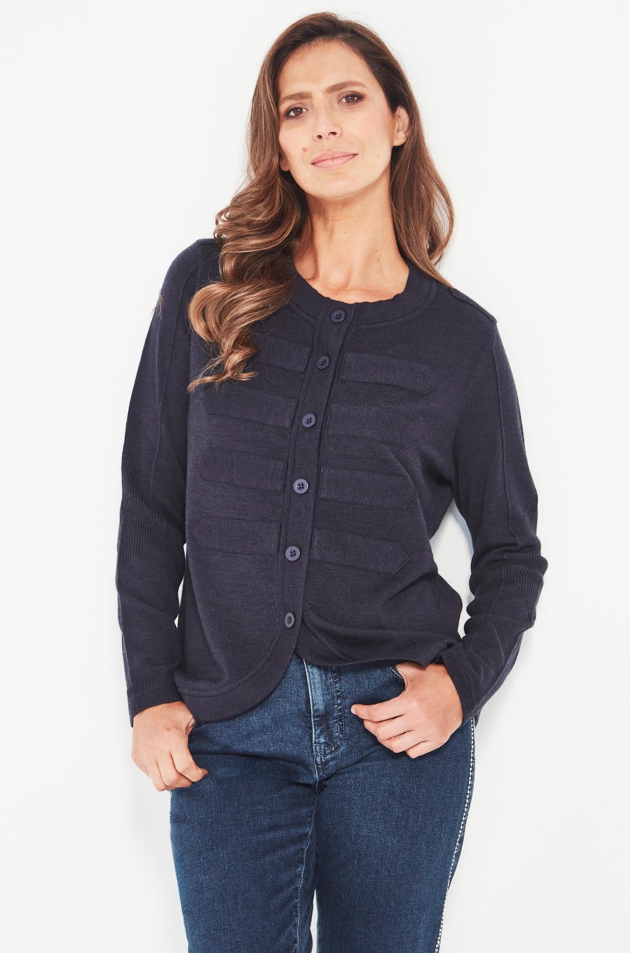 Verge - Royal Cardi in Ink Marle