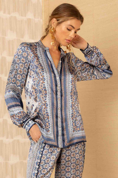 Hale Bob - Royal Long Sleeve Button Down Top