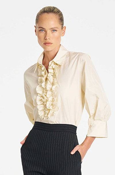 Mela Purdie - Ruffle Resort Top in Italian Taffeta