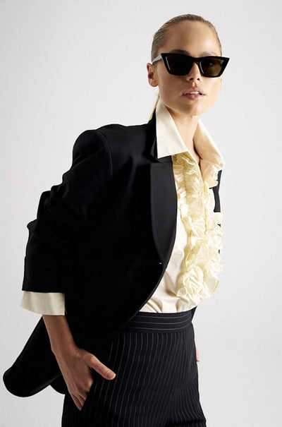 Mela Purdie - Ruffle Resort Top in Italian Taffeta