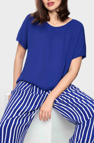 Marc Cain - Summer Flash Loose-Fitting Flowing Blouse in Iolite