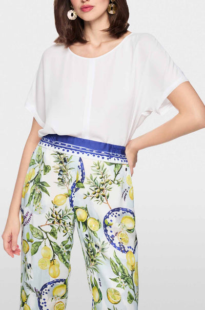 Marc Cain - Summer Flash Loose-Fitting Flowing Blouse in White