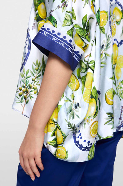 Marc Cain - Summer Flash V-Neck Blouse w/ Mediterranean Print
