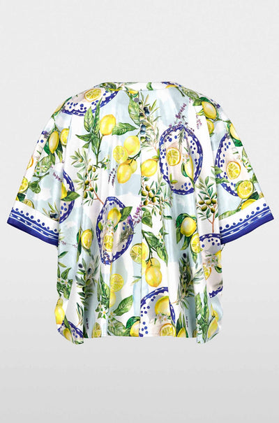 Marc Cain - Summer Flash V-Neck Blouse w/ Mediterranean Print