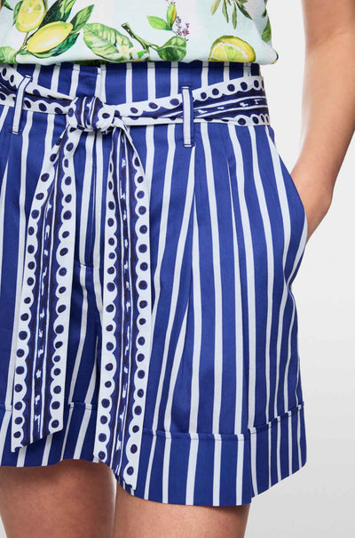 Marc Cain - Summer Flash Warangal Striped Shorts w/ Belt