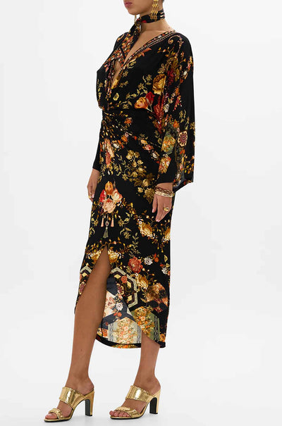 Camilla - Stitched In Time Long Split Front Twist Dress