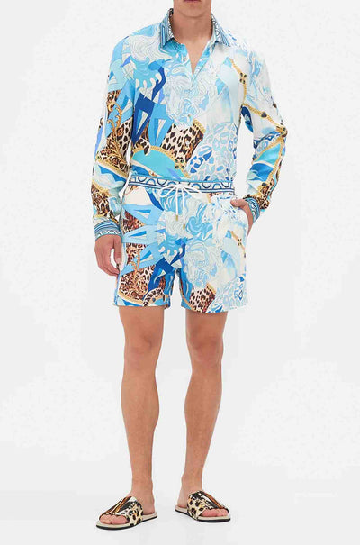 Camilla - Sky Cheetah Mid Length Boardshort