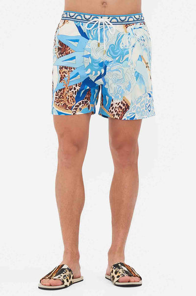 Camilla - Sky Cheetah Mid Length Boardshort