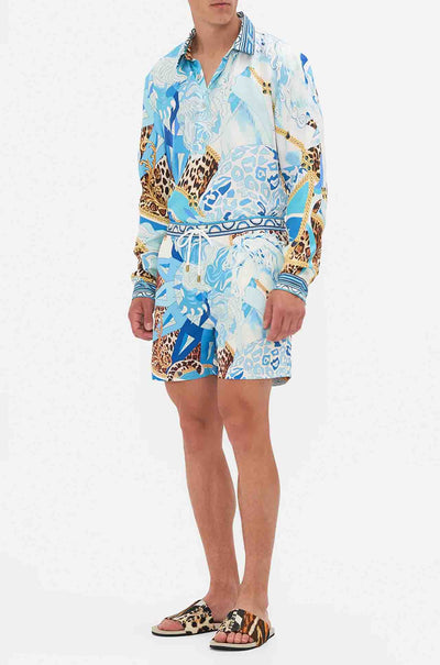 Camilla - Sky Cheetah Mid Length Boardshort