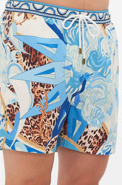 Camilla - Sky Cheetah Mid Length Boardshort