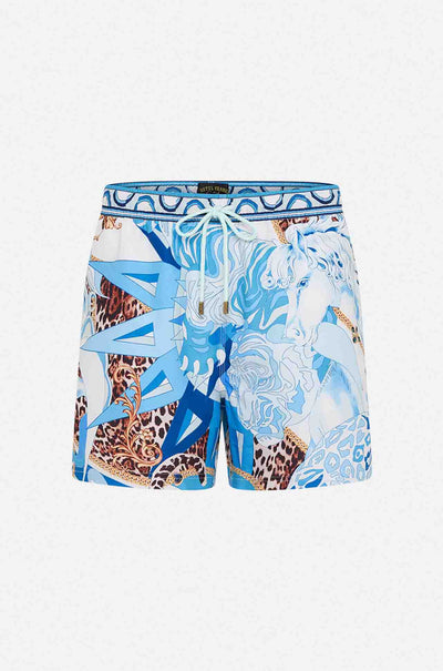 Camilla - Sky Cheetah Mid Length Boardshort