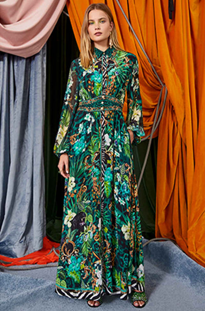 Camilla - Sing My Song Waistband Long Dress w/ Collar