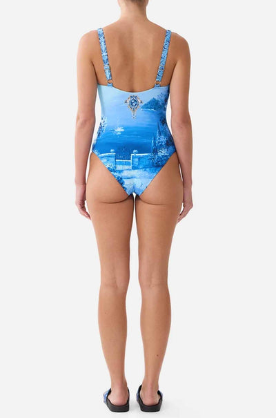 Camilla - Sweet Sacré Bleu Sweetheart Neck One Piece w/ Tie Front