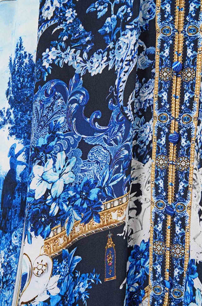 Camilla - Sweet Sacré Bleu Shaped Waistband Dress w/ Ruffle Sleeve