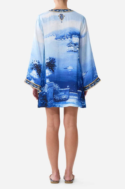Camilla - Sweet Sacré Bleu Deep V Neck Hardware Short Kaftan