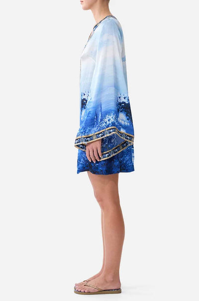 Camilla - Sweet Sacré Bleu Deep V Neck Hardware Short Kaftan