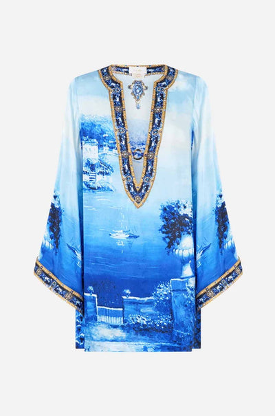 Camilla - Sweet Sacré Bleu Deep V Neck Hardware Short Kaftan