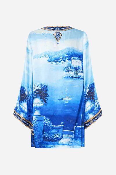 Camilla - Sweet Sacré Bleu Deep V Neck Hardware Short Kaftan