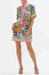 Camilla - Salty Splendour Short Sleeve Mini Shirt Dress