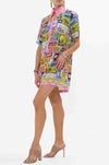 Camilla - Salty Splendour Short Sleeve Mini Shirt Dress