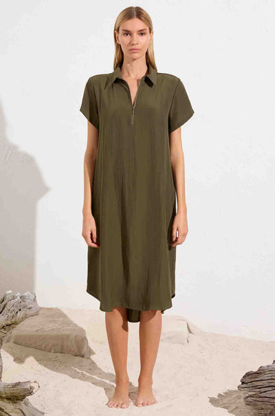 Mela Purdie - SS Zip Dress in Seaweed