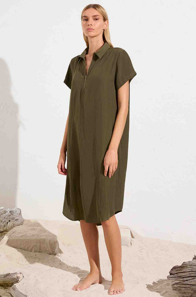 Mela Purdie - SS Zip Dress in Seaweed