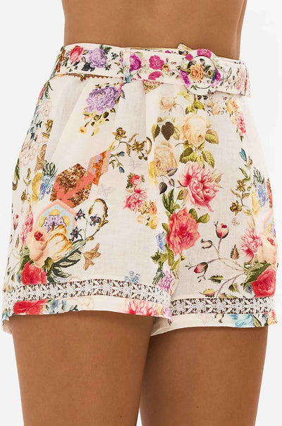 Camilla - Sew Yesterday High Waisted Shorts w/ Lace Insert