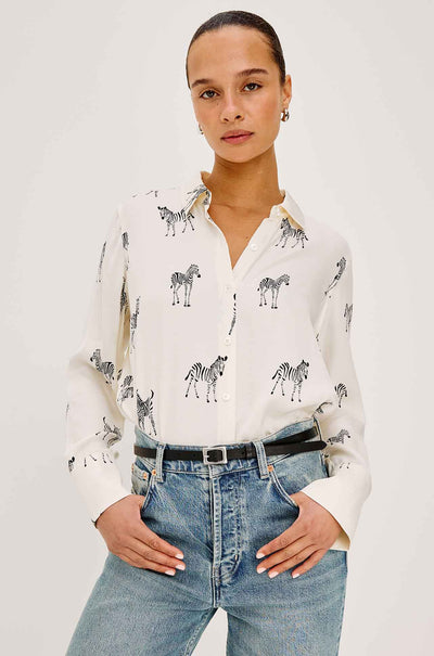Rails - Saige LS Button Down in Ivory Zebra