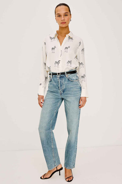 Rails - Saige LS Button Down in Ivory Zebra
