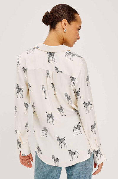 Rails - Saige LS Button Down in Ivory Zebra