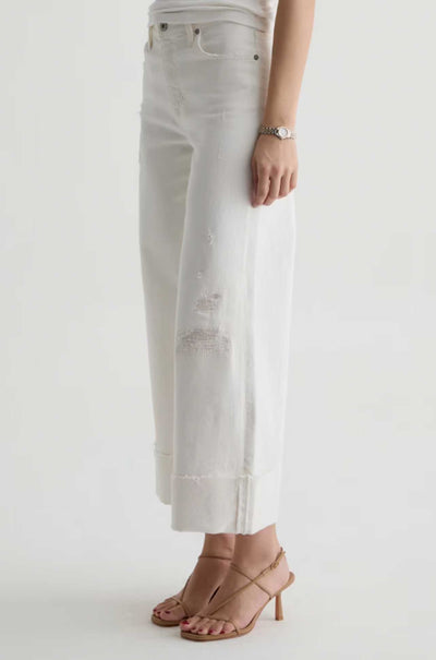 AG Jeans - Saige Wide Leg Crop Jean in Powder Mended