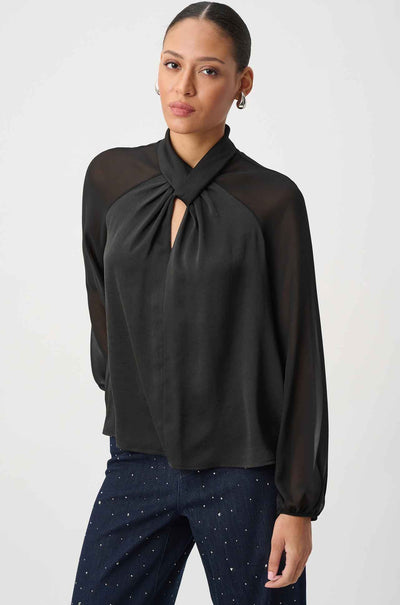 Joseph Ribkoff - Satin Top w/ Chiffon Sleeves
