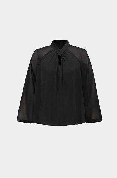 Joseph Ribkoff - Satin Top w/ Chiffon Sleeves