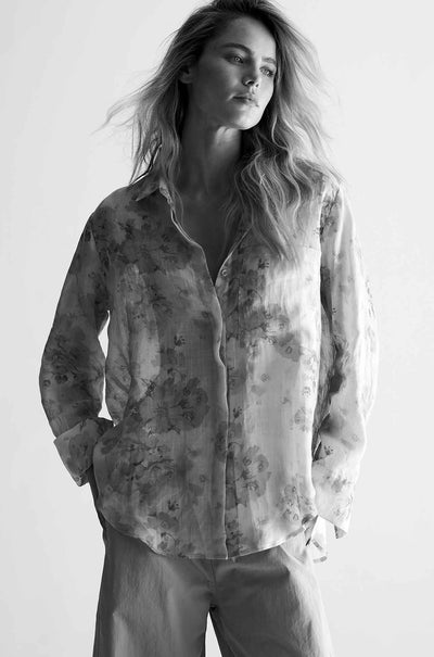 Mela Purdie - Saville Shirt in Misty Floral Linen Voile
